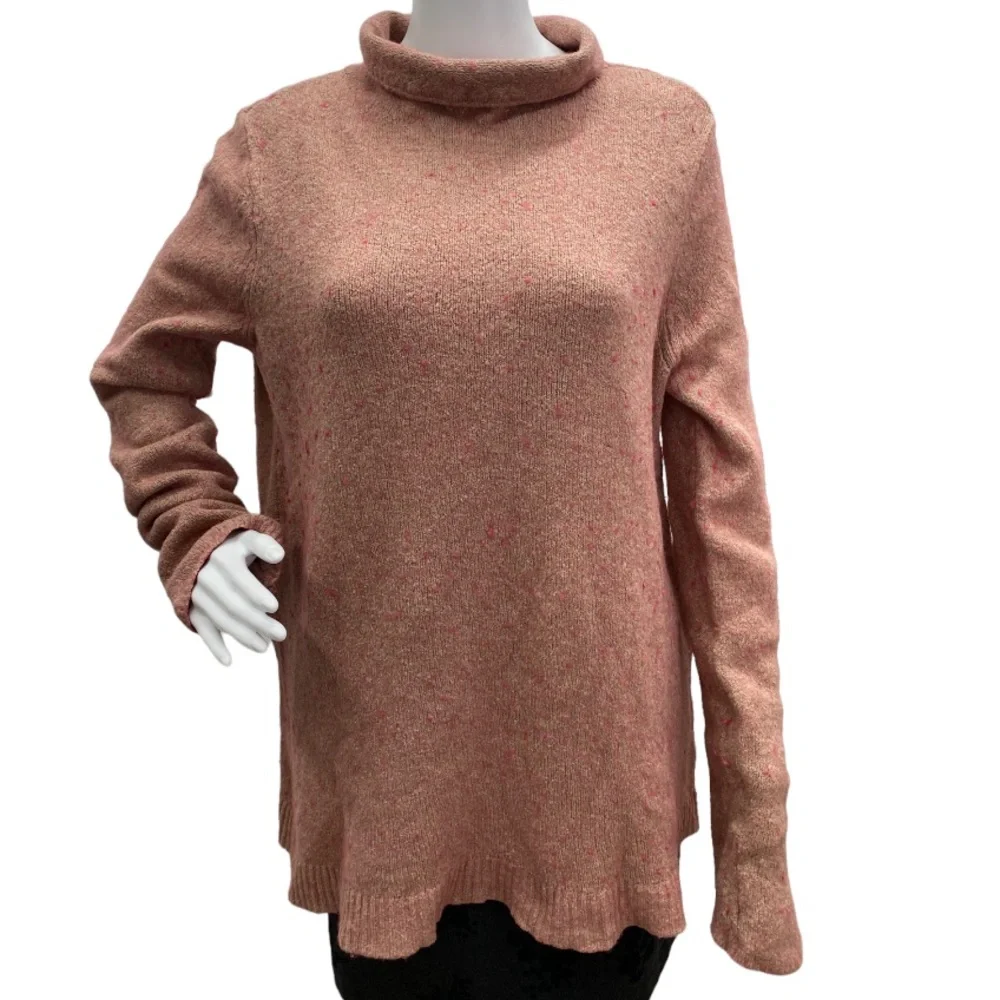 J. Jill Pink-Tan Cowl Neck Sweater